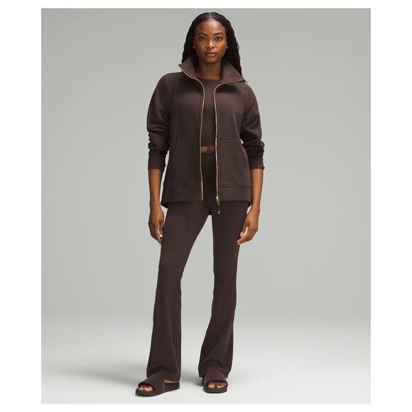 Lululemon Scuba Oversized Funnel Neck Full Zip Hoodie Brown Cozy Sweatshirt M/L - Picture 1 of 10